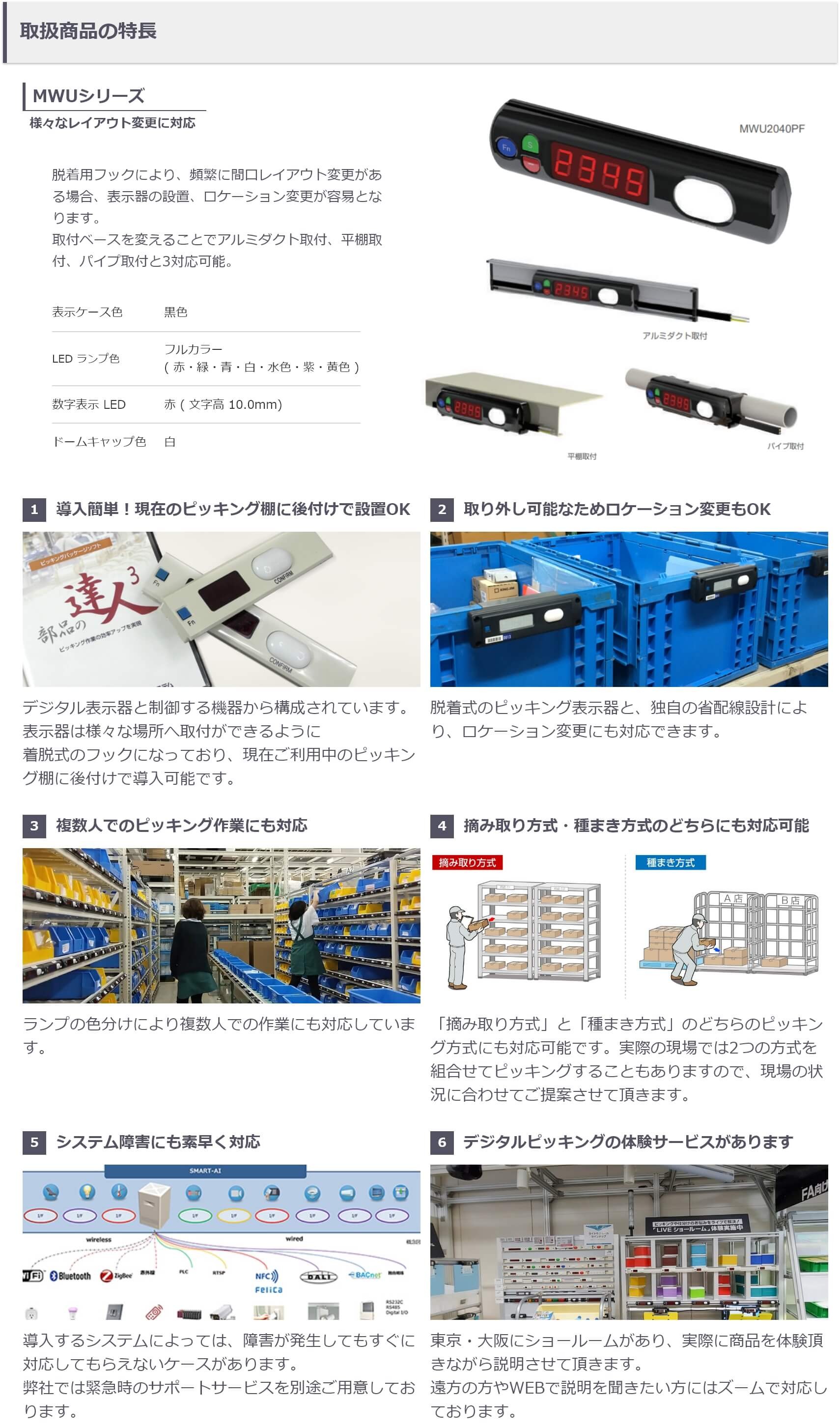 デジタルピッキング 取り扱い商品の特徴