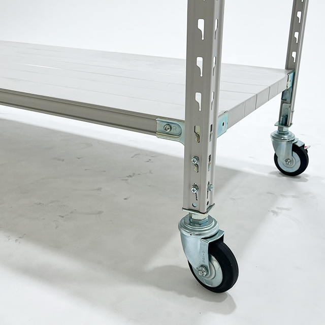 キャスター付きスチールラック SOシリーズ 耐荷重150kg/段 ホワイトグレー 高さ1200×横幅900×奥行450×10段(枚) 単体形式